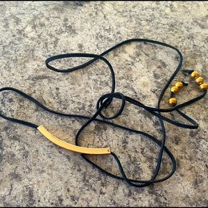 Gold plate and adjustable cord necklace